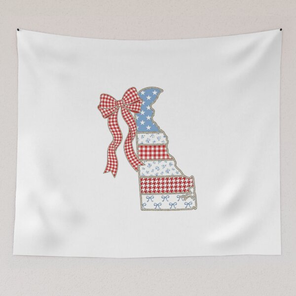 Item preview, Cute Patriotic Delaware Map with Red Gingham Bow designed and sold by Paper Drip.