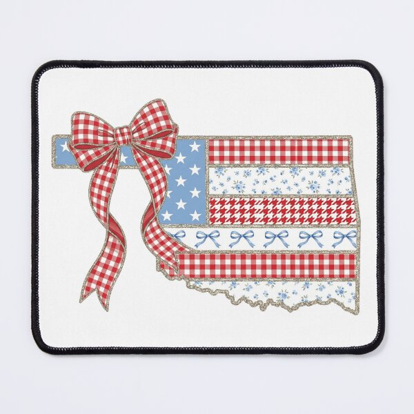 Item preview, Cute Patriotic Oklahoma Map with Red Gingham Bow designed and sold by Paper Drip.
