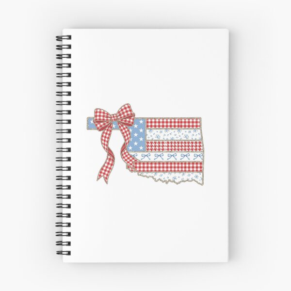 Item preview, Cute Patriotic Oklahoma Map with Red Gingham Bow designed and sold by Paper Drip.