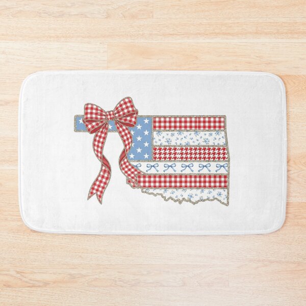 Item preview, Cute Patriotic Oklahoma Map with Red Gingham Bow designed and sold by Paper Drip.