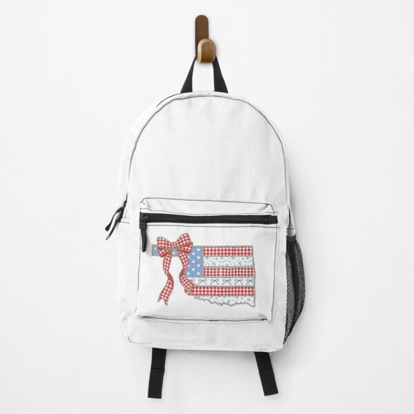 Item preview, Cute Patriotic Oklahoma Map with Red Gingham Bow designed and sold by Paper Drip.