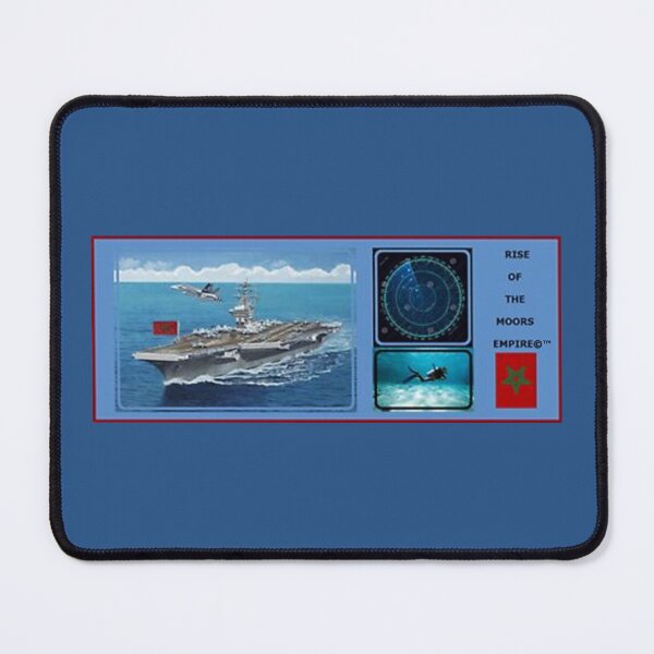 Item preview, Mu’ur (UM) Empire™ al-Benhadiel©™ design, Aircraft Carrier, blue background designed and sold by HardyKnitDesign.