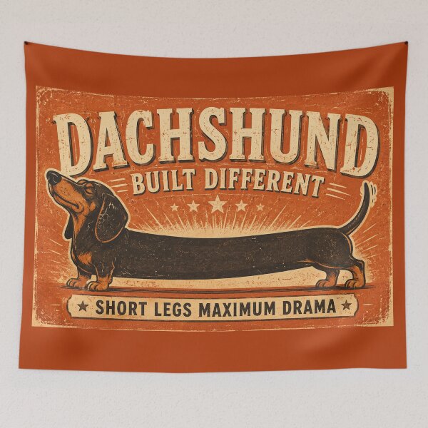 Item preview, Dachshund Built Different Short Legs Maximum Drama – Funny Retro Vintage Art | Dachshund Lover Gift designed and sold by irfanshikh.