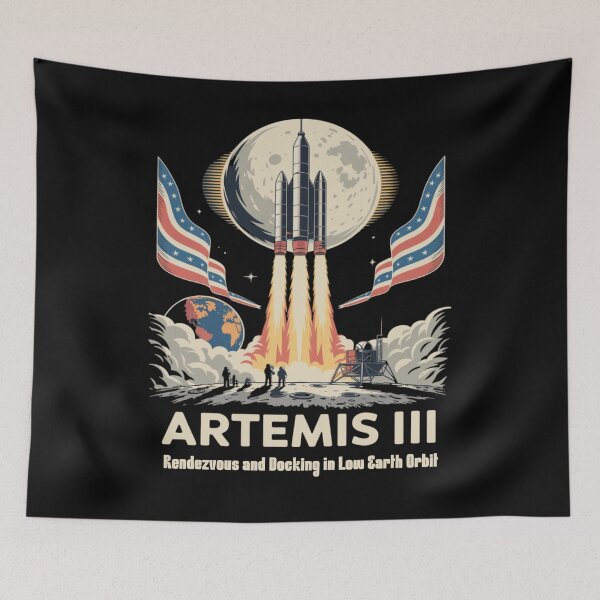 Item preview, Artemis 3 - low earth orbit - moon mission - crewed mission - spaceflight - astronaut - crewed lunar flyby - rocket - spacecraft - capsule - orbit - exploration - lunar - moon lover  designed and sold by JansenGS.