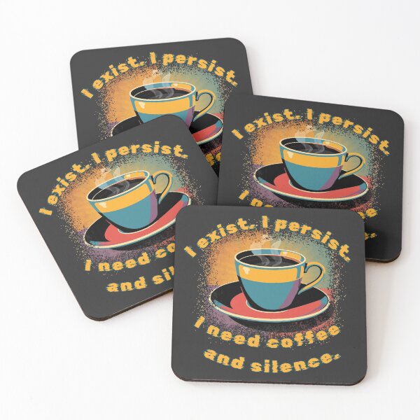Item preview, I Exist I Persist I Need Coffee and Silence – Funny Introvert Coffee Lover Shirt designed and sold by TestudoDesign.