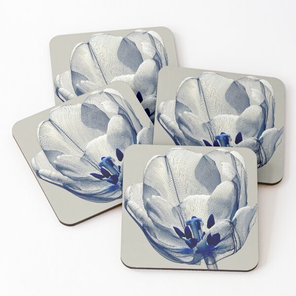 Item preview, Vibrant Blue Geometric Tulip Minimalist Line Art designed and sold by SlowRegardArt.