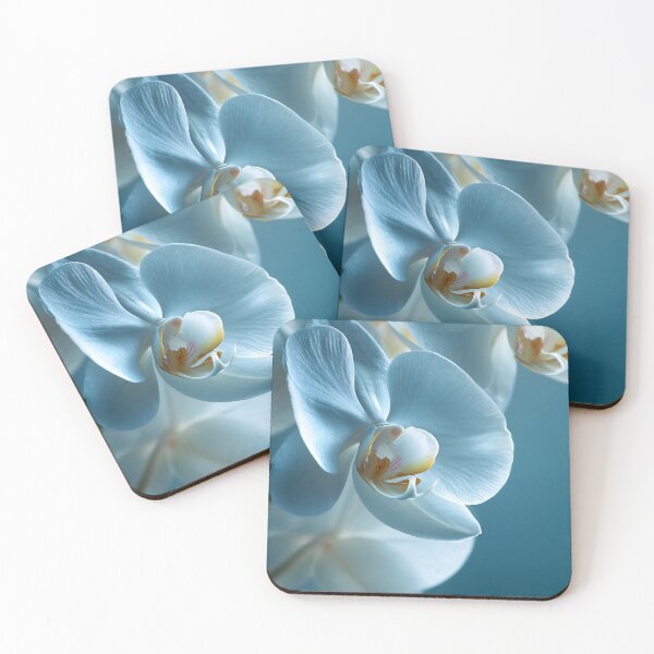 Item preview, Serene White Orchid Minimalist Fine Art - Soft Blue Tones Botanical designed and sold by SlowRegardArt.