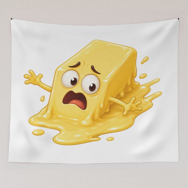 Item preview, Melting Butter Cartoon Character Scared Expression designed and sold by jgvisualarts.