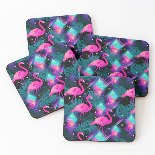 Item preview, Retro 80s and 90s aesthetic - Miami Neon Flamingo Pattern designed and sold by AeonAcademy.