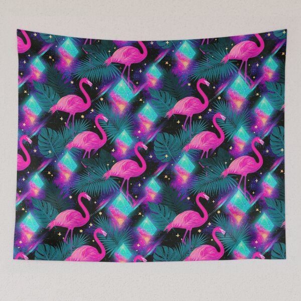 Item preview, Retro 80s and 90s aesthetic - Miami Neon Flamingo Pattern designed and sold by AeonAcademy.