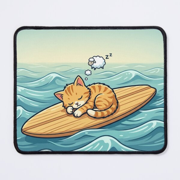 Item preview, Dreaming Surf Cat – Whimsical Ocean Art designed and sold by Dogandesighn.
