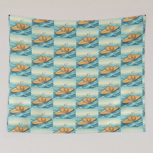 Item preview, Dreaming Surf Cat – Whimsical Ocean Art designed and sold by Dogandesighn.