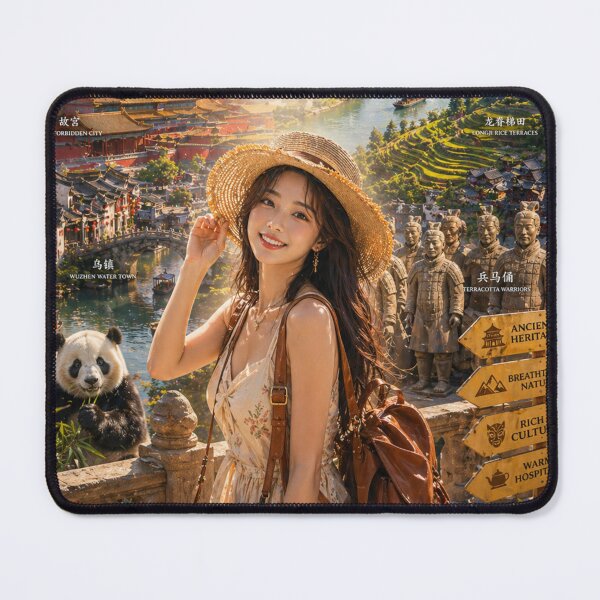 Item preview, Welcome to China Vintage Travel Poster | Great Wall, Panda & Chinese Culture Scenic Art designed and sold by Inkora-Art.