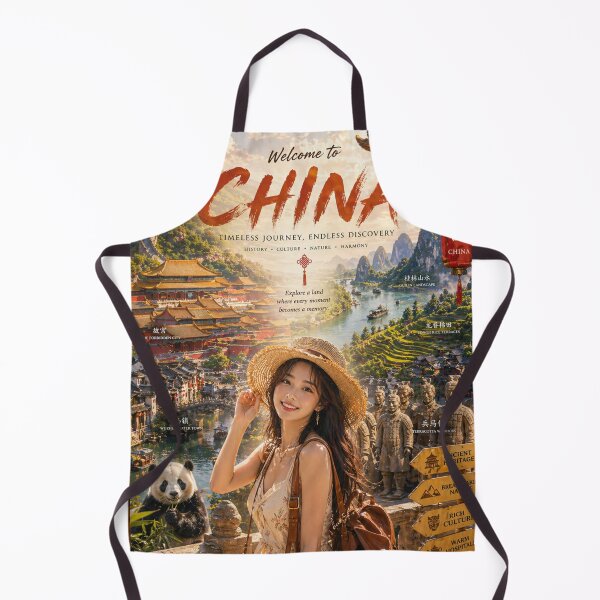 Item preview, Welcome to China Vintage Travel Poster | Great Wall, Panda & Chinese Culture Scenic Art designed and sold by Inkora-Art.