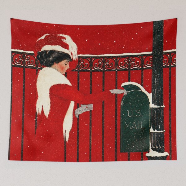 Item preview, Between You and Me by Coles Phillips - Vintage Christmas Illustration Winter Mailbox Print for Retro Holiday Decor Lovers designed and sold by RickE.
