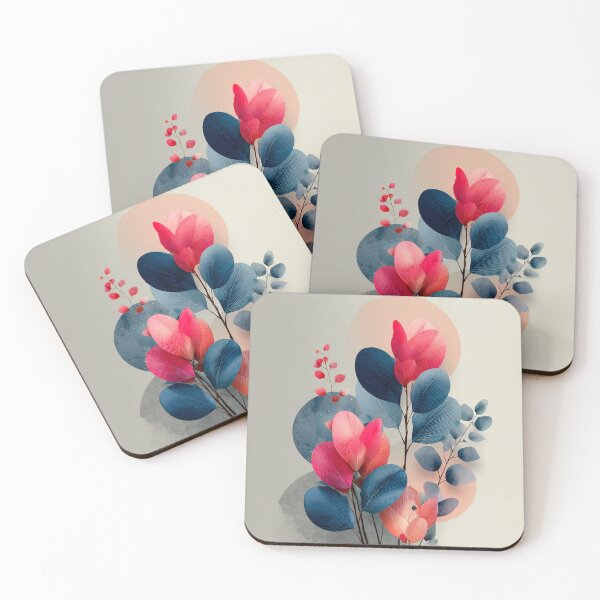 Item preview, Minimal Blue and Pink Botanical Illustration | Serene Abstract Art designed and sold by SlowRegardArt.