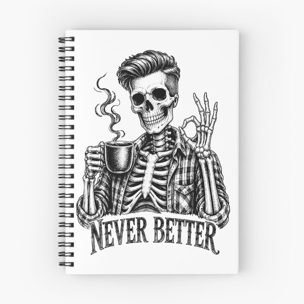 Item preview, Never Better Skeleton Coffee Graphic-Gothic Vintage Skull  designed and sold by DariusZD.