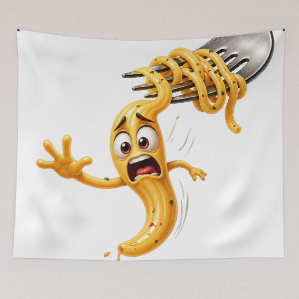 Item preview, Funny Cartoon Noodle Screaming on Fork designed and sold by jgvisualarts.