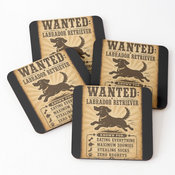 Item preview, Wanted Labrador Retriever Chaos Agent – Funny Vintage Poster Art | Labrador Lover Gift designed and sold by irfanshikh.