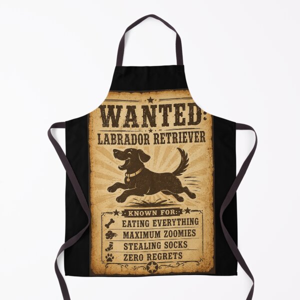 Item preview, Wanted Labrador Retriever Chaos Agent – Funny Vintage Poster Art | Labrador Lover Gift designed and sold by irfanshikh.