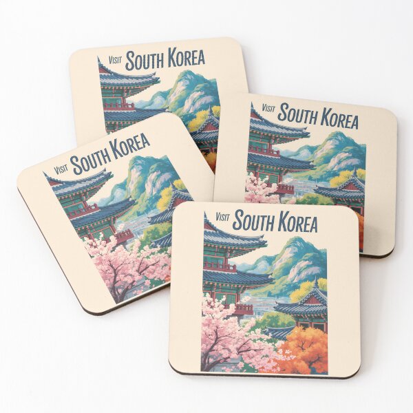 Item preview, South Korea Landscape Illustration Travel Art Vintage designed and sold by KrisSidDesigns.
