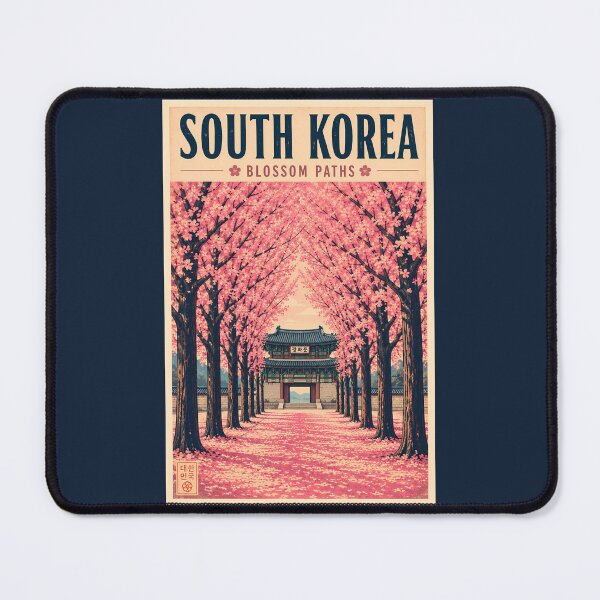 Item preview, South Korea Cherry Blossom Illustration Travel Art Vintage designed and sold by KrisSidDesigns.