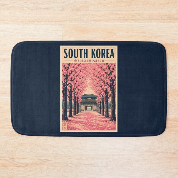 Item preview, South Korea Cherry Blossom Illustration Travel Art Vintage designed and sold by KrisSidDesigns.