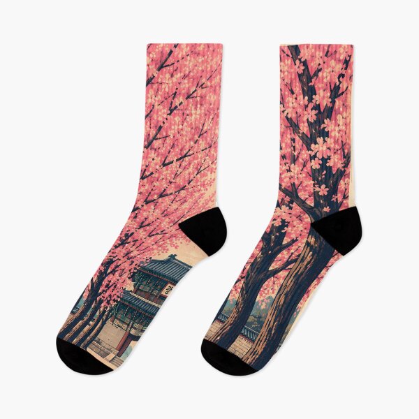 Item preview, South Korea Cherry Blossom Illustration Travel Art Vintage designed and sold by KrisSidDesigns.