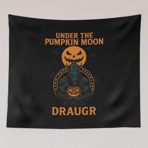 Item preview, Draugr Under the Pumpkin Moon Viking Zombie Halloween designed and sold by Mythborn Saga.