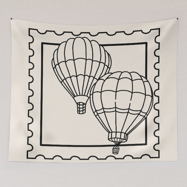 Item preview, Vintage Hot Air Balloon Postage Stamp - Retro Adventure Art designed and sold by AliAltinelArt.