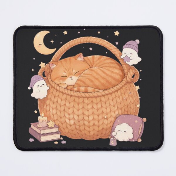 Item preview, Sleepy Cat in Knitted Basket Night designed and sold by Moody Vibes Studio.