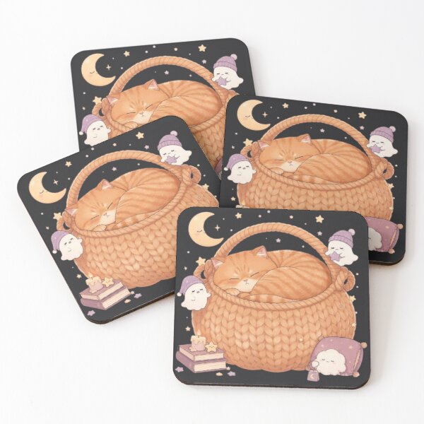 Item preview, Sleepy Cat in Knitted Basket Night designed and sold by Moody Vibes Studio.