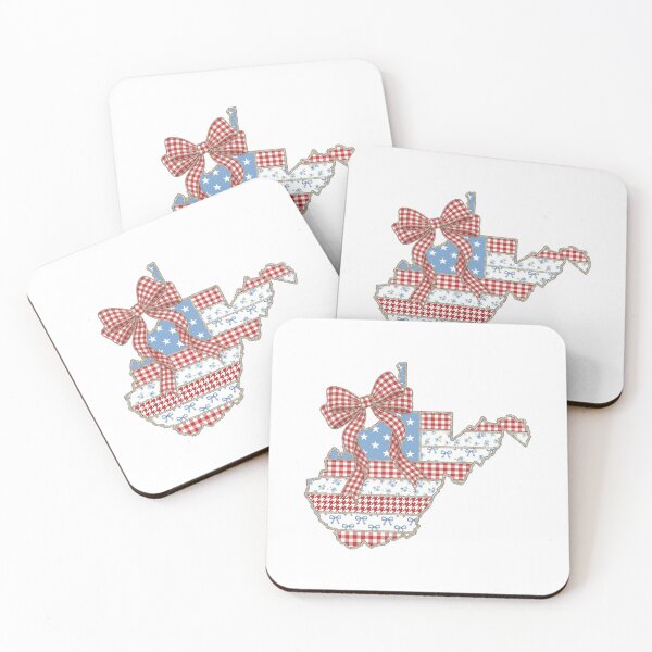 Item preview, Cute Patriotic West Virginia Map with Red Gingham Bow designed and sold by Paper Drip.