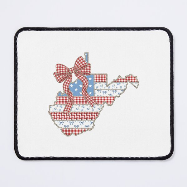 Item preview, Cute Patriotic West Virginia Map with Red Gingham Bow designed and sold by Paper Drip.