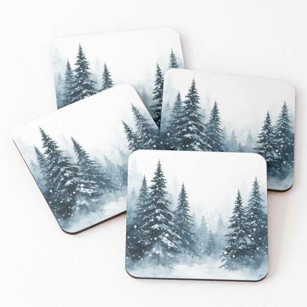 Item preview, Misty Pine Forest Watercolor - Emerald Green Nature Landscape designed and sold by PACS0011.