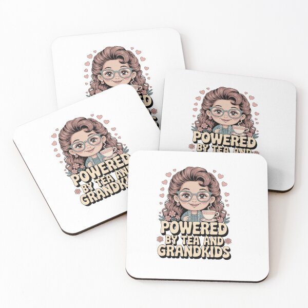Item preview, Powered by Tea and Grandkids Cute Grandma Design | Funny Nana Coffee Lover Gift | Cozy Grandmother Illustration designed and sold by HOODYBUDSTYLES.