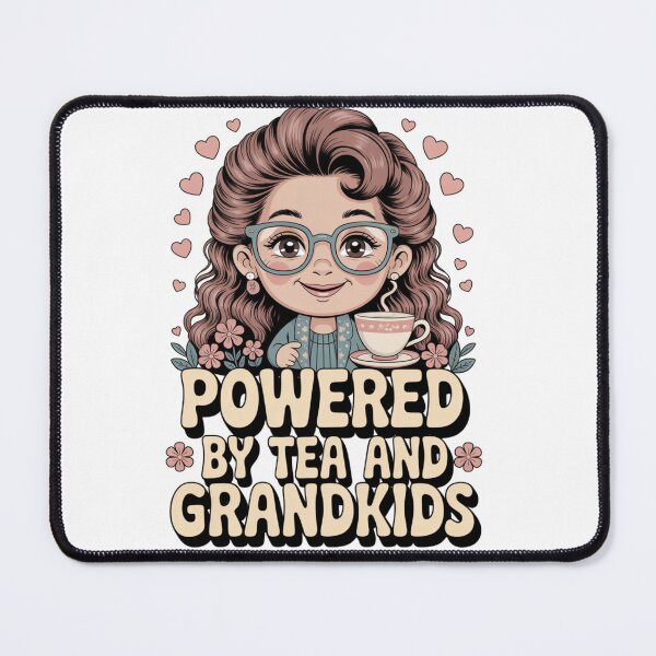 Item preview, Powered by Tea and Grandkids Cute Grandma Design | Funny Nana Coffee Lover Gift | Cozy Grandmother Illustration designed and sold by HOODYBUDSTYLES.