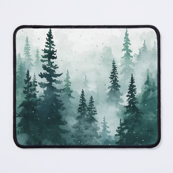 Item preview, Misty Pine Forest Watercolor - Emerald Green Nature Landscape designed and sold by PACS0011.