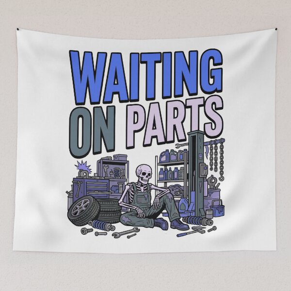 Item preview, funny mechanic waiting on car parts designed and sold by ArtDesignTp.