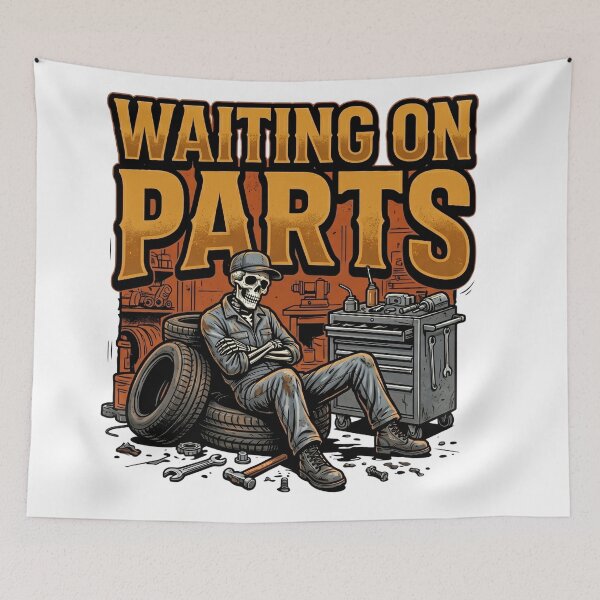 Item preview, skeleton mechanic shop life humor designed and sold by ArtDesignTp.