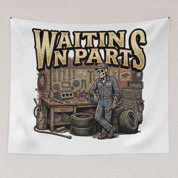 Item preview, waiting on parts mechanic skull art designed and sold by ArtDesignTp.