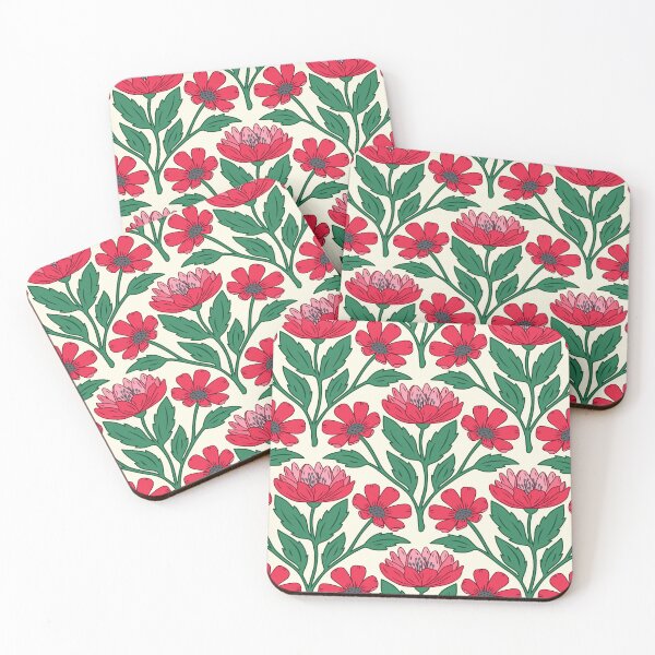 Item preview, Wildflower bouquet floral pattern in red and cream designed and sold by Jennifer Ladd.