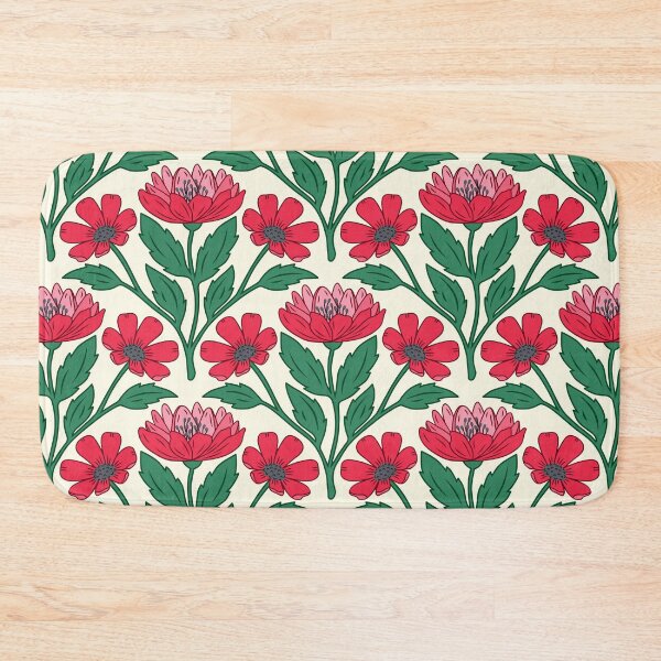 Item preview, Wildflower bouquet floral pattern in red and cream designed and sold by Jennifer Ladd.