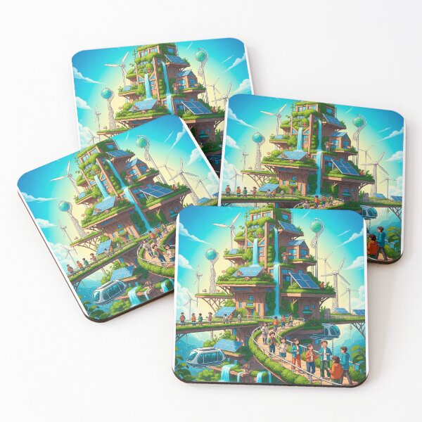 Item preview, Solarpunk Utopian Eco City Art of a Sustainable Future designed and sold by SholoStudio.