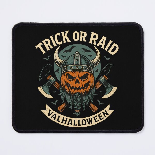 Item preview, Trick or Raid Valhalloween Viking Pumpkin Crossed Axes designed and sold by Mythborn Saga.