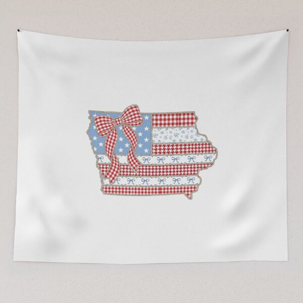 Item preview, Cute Patriotic Iowa Map with Red Gingham Bow designed and sold by Paper Drip.