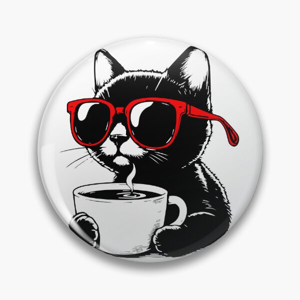 Item preview, Black Cat with Coffee in Red Sunglasses designed and sold by Coffee Lifestyle.