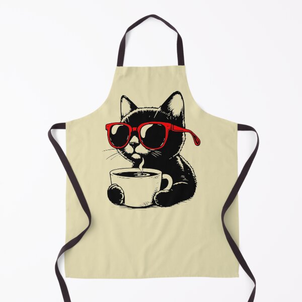 Item preview, Black Cat with Coffee in Red Sunglasses designed and sold by Coffee Lifestyle.
