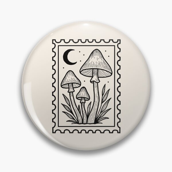 Item preview, Celestial Mushroom Postage Stamp - Mystical Moon & Fungi Art designed and sold by AliAltinelArt.