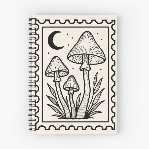 Item preview, Celestial Mushroom Postage Stamp - Mystical Moon & Fungi Art designed and sold by AliAltinelArt.